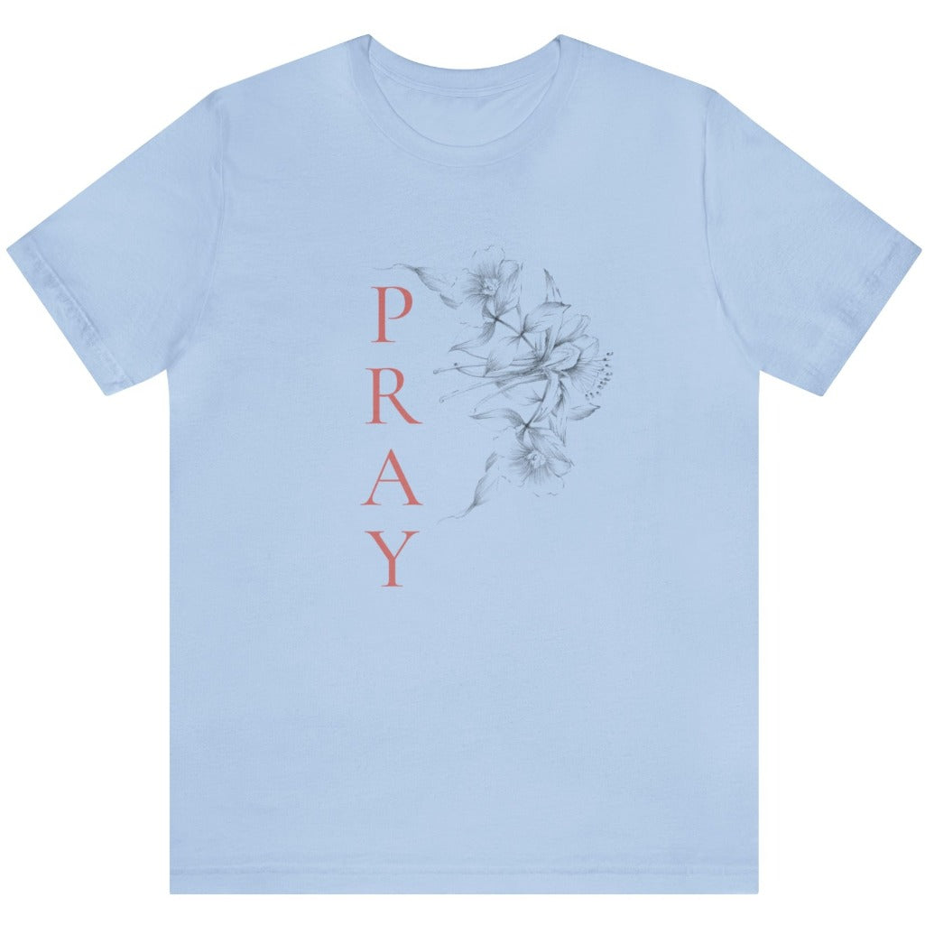 Pastel Blooms Short Sleeve Tee Baby Blue | Prayility Apparel