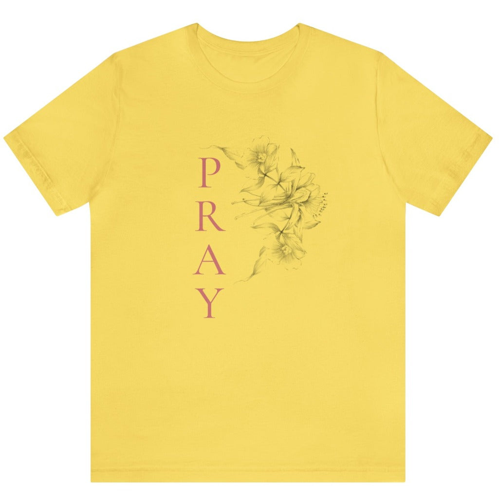 Pastel Blooms Short Sleeve Tee Maize Yellow | Prayility Apparel