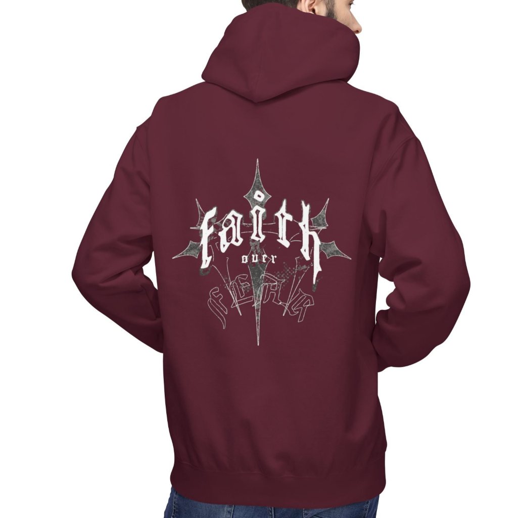 Faith Over Fear Hoodie in Maroon