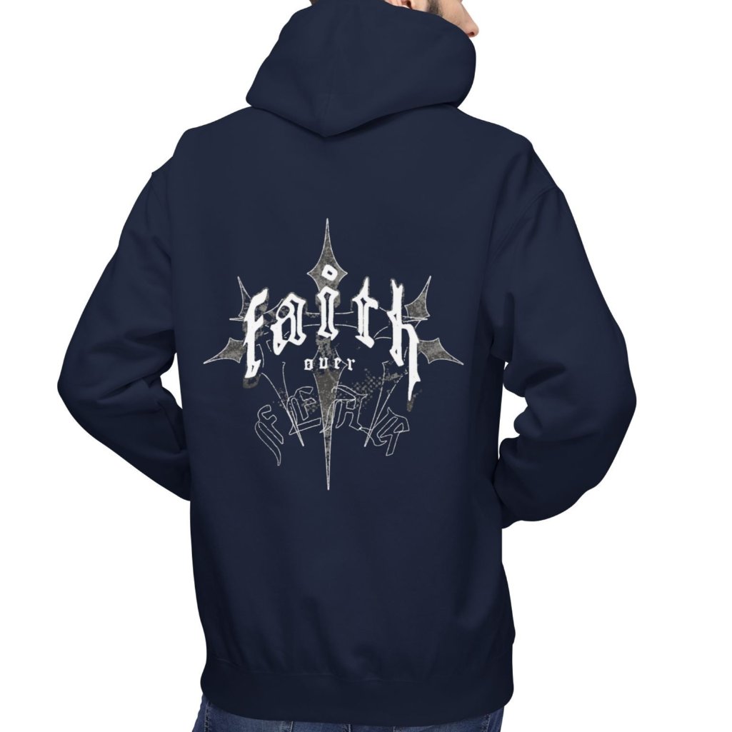 Man in Navy Hoodie | Prayility Apparel