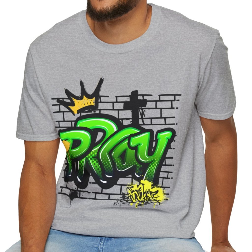 Man wearing Sport Grey Graffiti Tee | Prayility Apparel