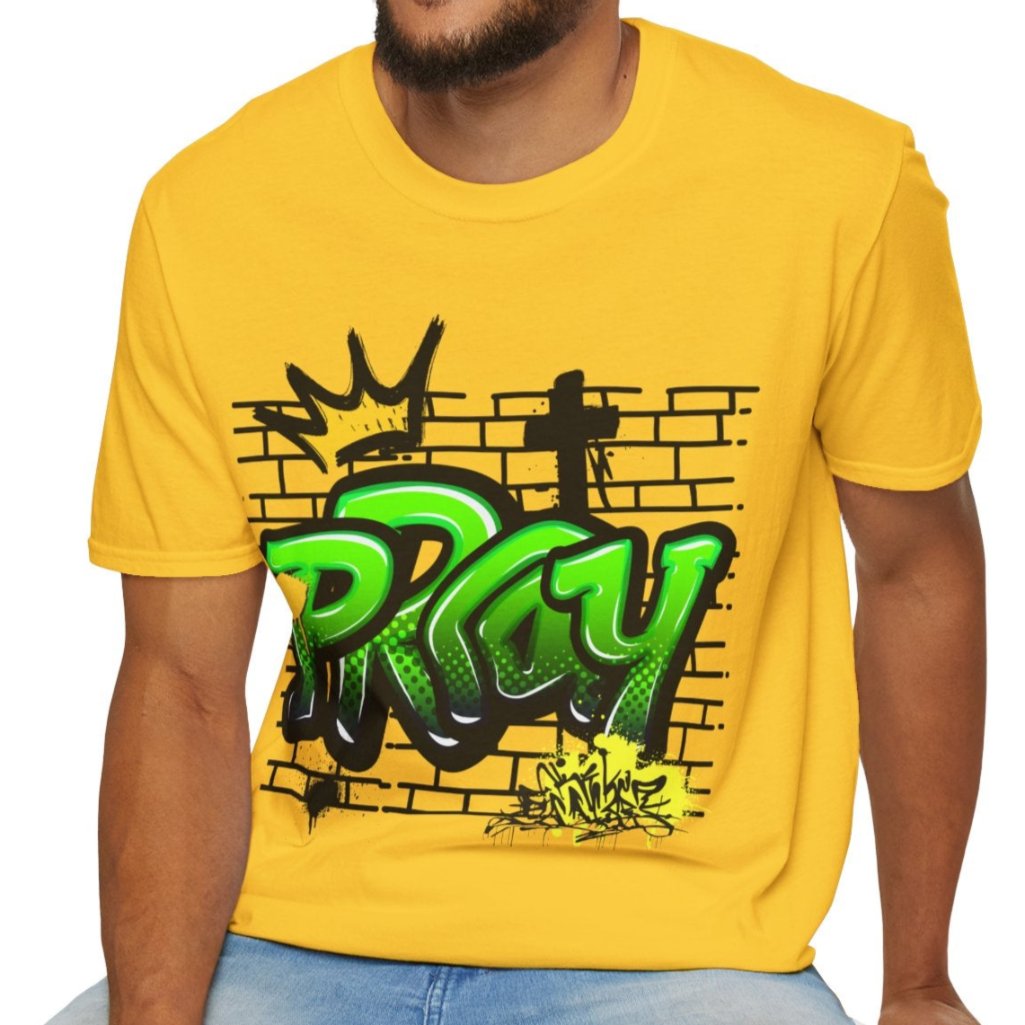 Man wearing Graffiti Cotton Crew Tee | Prayility Apparel