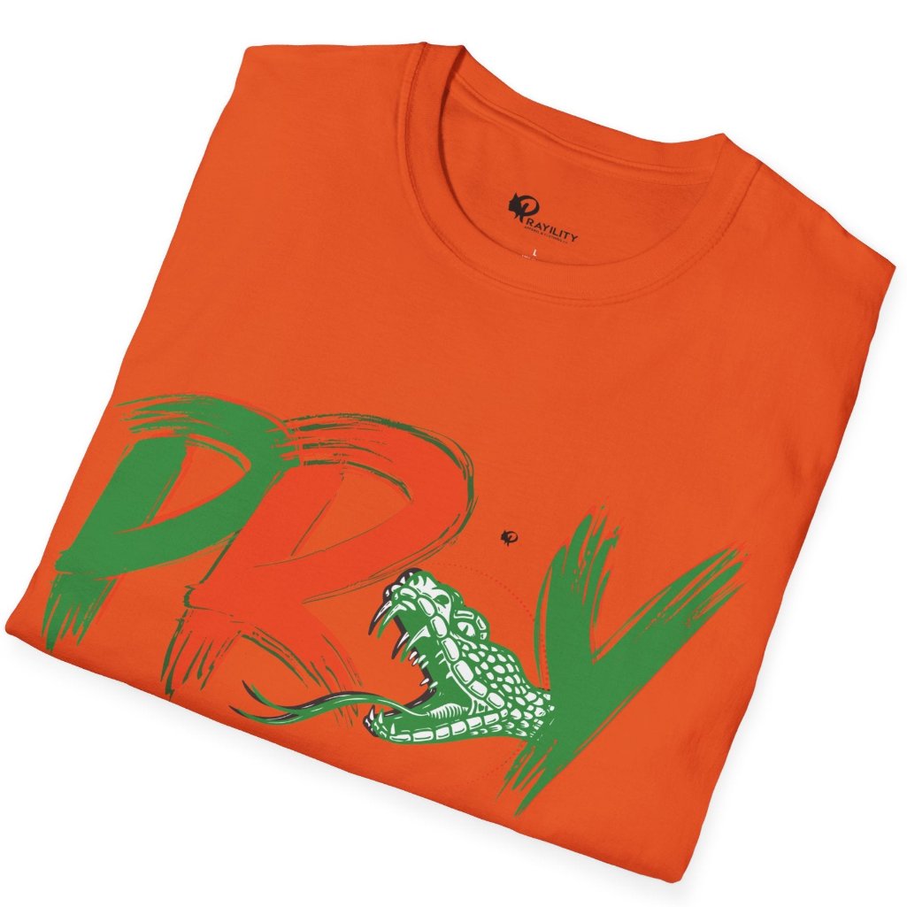 Folded Orange and Green t-shirt
