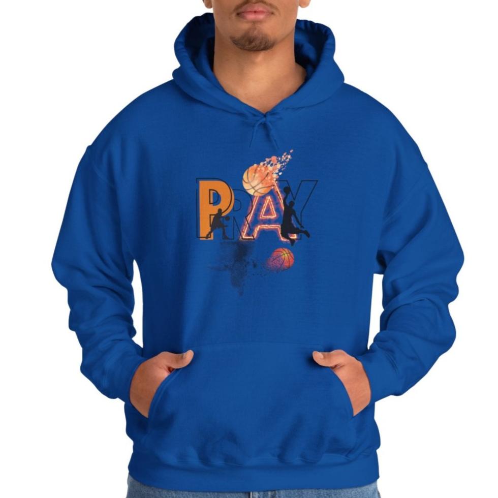 Man in Royal Basketball Hoodie | Prayility Apparel