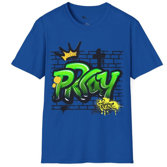 Graffiti Cotton Crew Tee Royal | Prayility Apparel