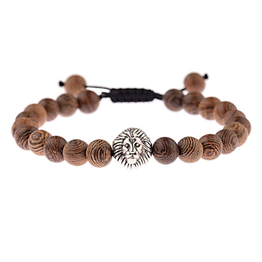 Lion Wooden Prayer Bead Bracelet | Prayility Apparel