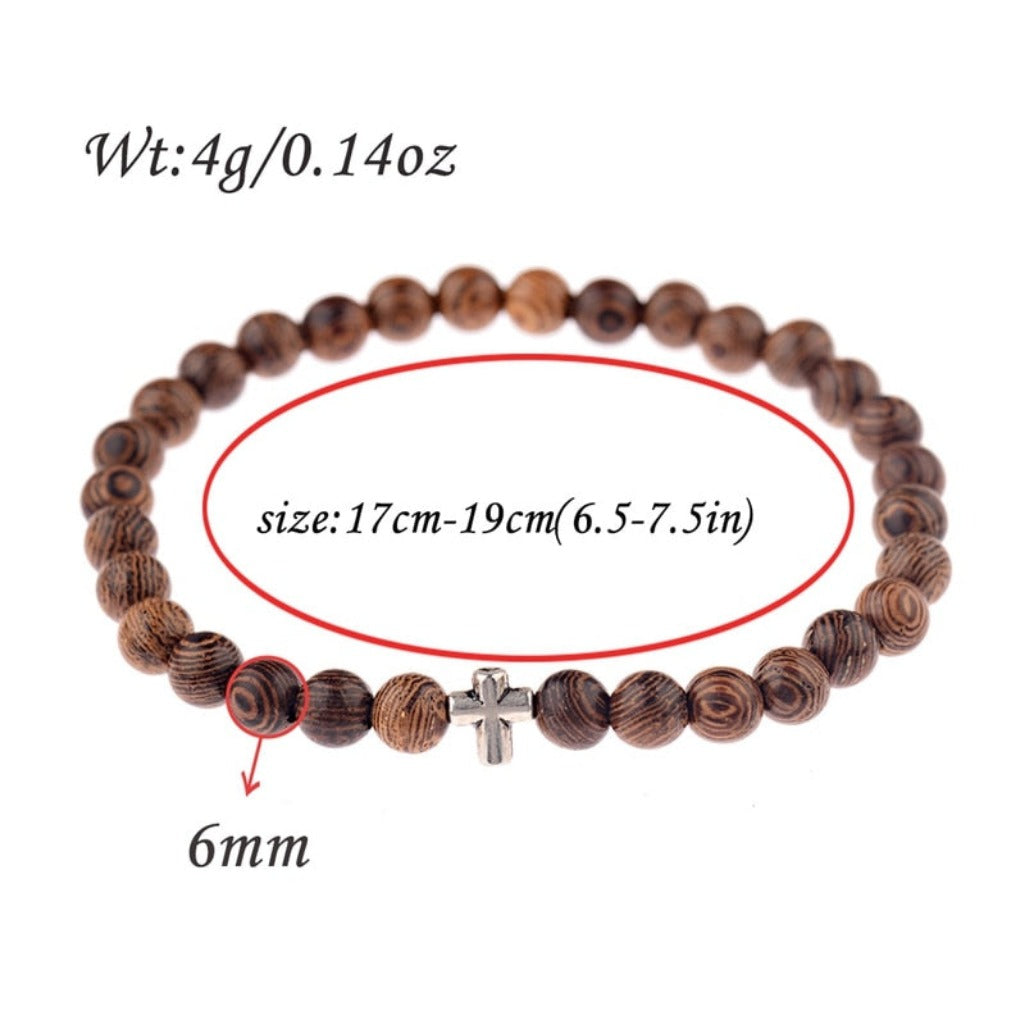 Cross Wooden Bead Prayer Bracelets | Prayility Apparel