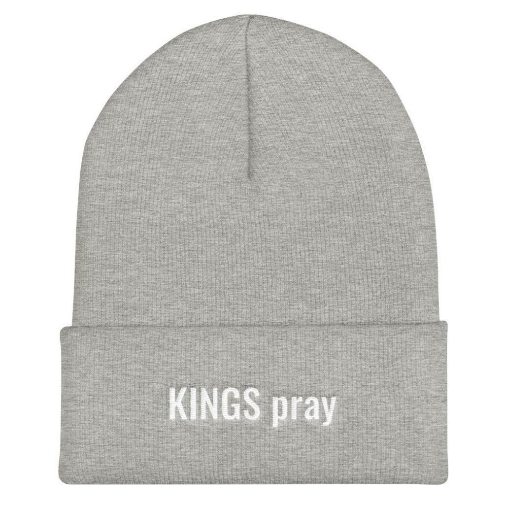 Kings Pray Cuffed Beanie Gray | Prayility Apparel